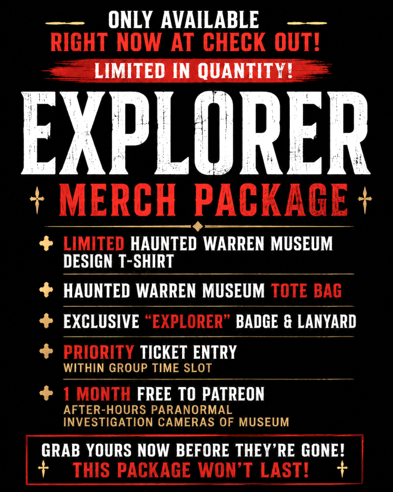 Promotional flyer for Explorer Merch Package with list of included items in bold text.