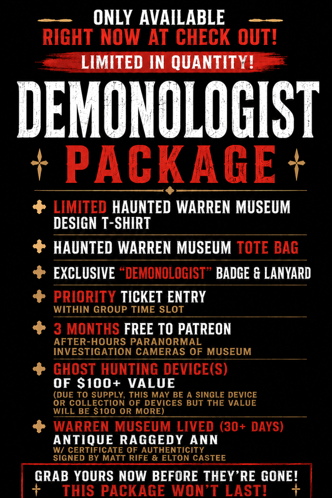 Promotional poster for a Demonologist Package with limited offers and priority entry options.